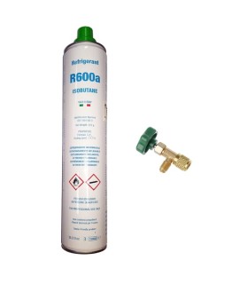 Gas refrigerante R600a isobutano + válvula