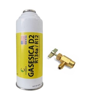 Gas refrigerante R134a-R12 Gasesica D2 + válvula