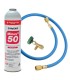 Gas refrigerante ecológico MINUS 50 R22-R407C + manguera carga 1/4" y 1/4" + válvula