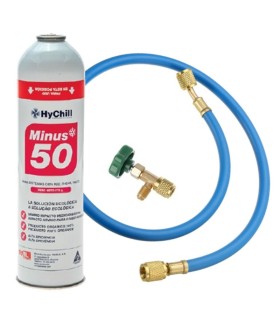 Gas refrigerante ecológico MINUS 50 R22-R407C + manguera carga 1/4" y 1/4" + válvula