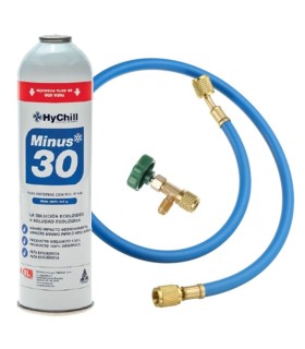 Gas refrigerante ecológico MINUS 30 R12-R134A + manguera carga 1/4" y 1/4" + válvula