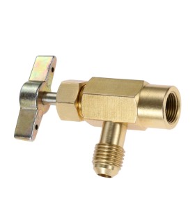 Válvula servicio botellas gas refrigerante 1/2" y 1/4" SAE