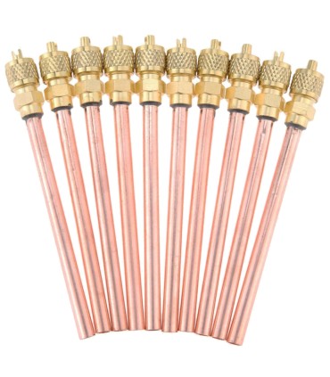 Pack 10 obús válvula carga 1/4" para soldar con tubos 6x100mm