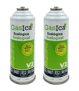 Gas refrigerante R22-R32-R407-R290-R410A Gasica V2 pack 2 botellas