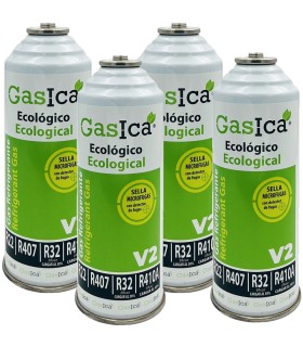 Gas refrigerante R22-R32-R407-R290-R410A Gasica V2 pack 4 botellas