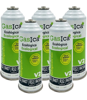 Gas refrigerante R22-R32-R407-R290-R410A Gasica V2 pack 5 botellas