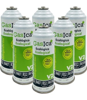 Gas refrigerante R22-R32-R407-R290-R410A Gasica V2 pack 6 botellas