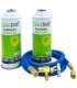 Pack 2 botellas gas refrigerante R22-R32-R407-R290-R410A Gasica V2 + manguera carga 5/16"-1/4" + válvula