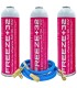 Pack 3 botellas gas refrigerante R-410A R-32 FREEZE+32 + manguera carga 1/4"-1/4" + válvula