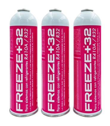 Pack 3 botellas gas refrigerante R-410A R-32 FREEZE+32