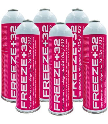 Pack 6 botellas gas refrigerante R-410A R-32 FREEZE+32