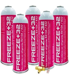 Pack 5 botellas gas refrigerante R-410A R-32 FREEZE+32 + válvula