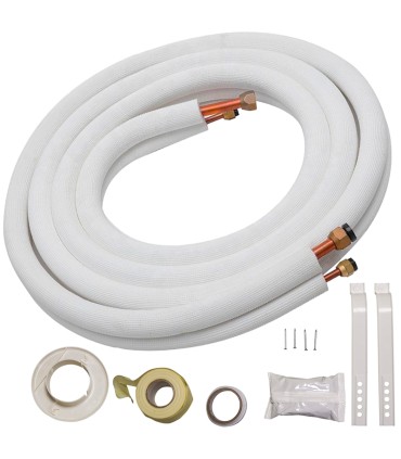 Tubería cobre aislado 1/4"-5/8" de 5 metros + accesorios montaje