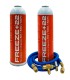 Pack 2 botellas gas refrigerante R22-R404-R407C FREEZE+22 + manguera carga 1/4"-1/4" + válvula