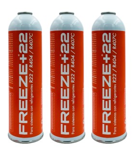 Pack 3 botellas gas refrigerante R22-R404-R407C FREEZE+22