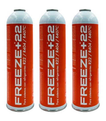 Pack 3 botellas gas refrigerante R22-R404-R407C FREEZE+22