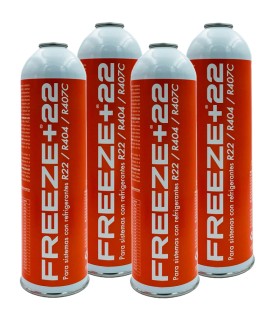 Pack 4 botellas gas refrigerante R22-R404-R407C FREEZE+22