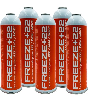 Pack 5 botellas gas refrigerante R22-R404-R407C FREEZE+22