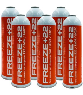 Pack 6 botellas gas refrigerante R22-R404-R407C FREEZE+22