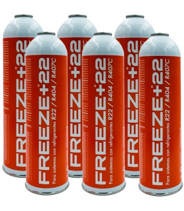 Pack 6 botellas gas refrigerante R22-R404-R407C FREEZE+22