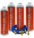 Pack 4 botellas gas refrigerante R22-R404-R407C FREEZE+22 + manguera carga 1/4"-1/4" + válvula