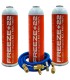 Pack 3 botellas gas refrigerante R22-R404-R407C FREEZE+22 + manguera carga 5/16"-1/4" + válvula