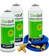 Gas refrigerante R1234yf GASICA YF pack 3 botellas + manguera carga 5/16"-1/4" + válvula