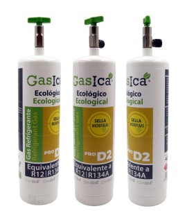Pack 3 botellas gas refrigerante ecológico GASICA PRO D2 - R12 R134a