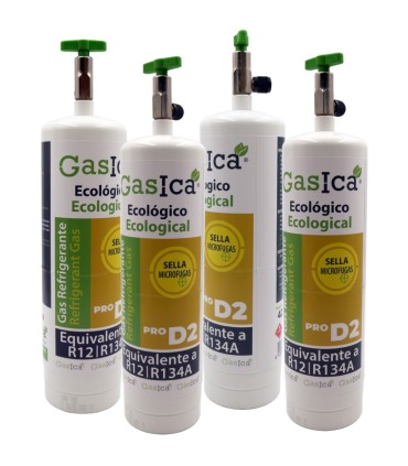 Pack 4 botellas gas refrigerante ecológico GASICA PRO D2 - R12 R134a