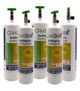 Pack 5 botellas gas refrigerante ecológico GASICA PRO D2 - R12 R134a