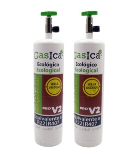 Pack 2 botellas gas refrigerante ecológico GASICA PRO V2 - R22 R407 R290 envase 400g