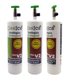 Pack 3 botellas gas refrigerante ecológico GASICA PRO V2 - R22 R407 R290 envase 400g