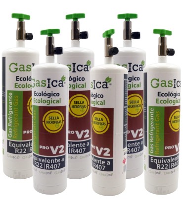 Pack 2 botellas gas refrigerante ecológico GASICA PRO V2 - R22 R407 R290 envase 400g