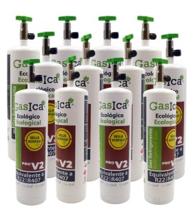 Pack 12 botellas gas refrigerante ecológico GASICA PRO D2 - R12 R134a