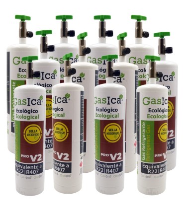 Pack 12 botellas gas refrigerante ecológico GASICA PRO D2 - R12 R134a