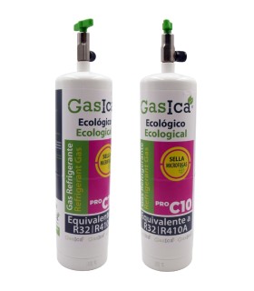 Pack 2 botellas gas refrigerante ecológico GASICA PRO C10 - R32 R410A envase 400g