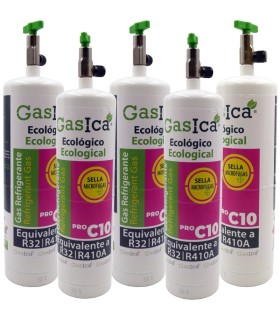 Pack 5 botellas gas refrigerante ecológico GASICA PRO C10 - R32 R410A envase 400g