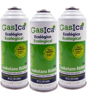 Gas refrigerante R12 R134A Gasica D2 pack 3 botellas  Isobutano R600A