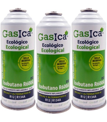 Gas refrigerante R12 R134A Gasica D2 pack 3 botellas  Isobutano R600A