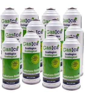 Gas refrigerante R12 R134A Gasica D2 pack 12 botellas Isobutano R600A