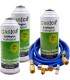 Gas refrigerante R12 R134A Gasica D2 pack 3 botellas  Isobutano R600A + manguera carga 1/4"-1/4" + válvula