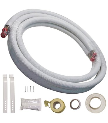 Tubería cobre aislado 1/4"-1/2" de 3 metros + accesorios montaje