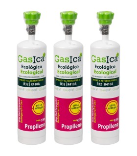 Pack 3 botellas gas refrigerante ecológico Propileno Gasica PRO C10 - R32 R410A