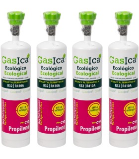 Pack 4 botellas gas refrigerante ecológico Propileno Gasica PRO C10 - R32 R410A
