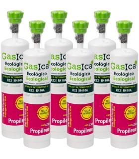 Pack 6 botellas gas refrigerante ecológico Propileno Gasica PRO C10 - R32 R410A