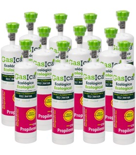 Pack 12 botellas gas refrigerante ecológico Propileno Gasica PRO C10 - R32 R410A
