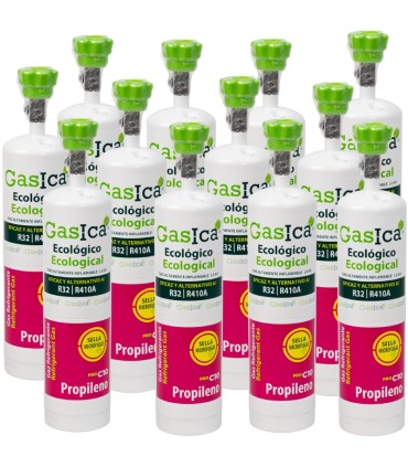 Pack 12 botellas gas refrigerante ecológico Propileno Gasica PRO C10 - R32 R410A